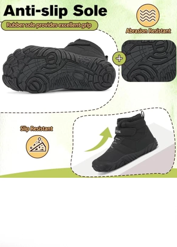 5_Botas de nieve Barefoot para niños, ligeras y antideslizantes.