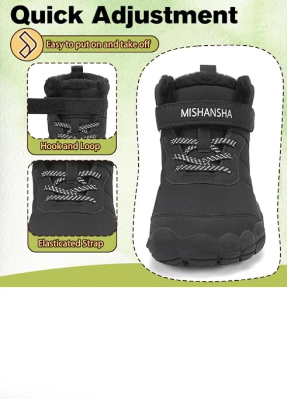 4_Botas de nieve Barefoot para niños, ligeras y antideslizantes.