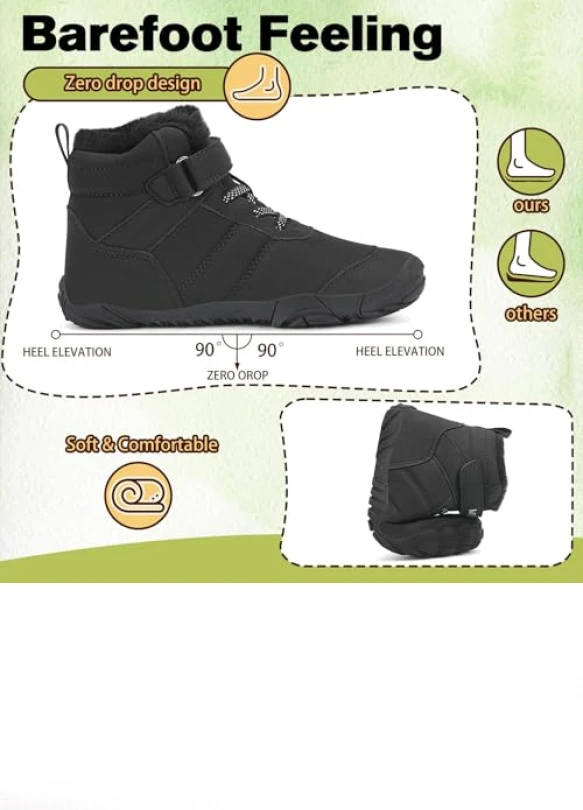 3_Botas de nieve Barefoot para niños, ligeras y antideslizantes.