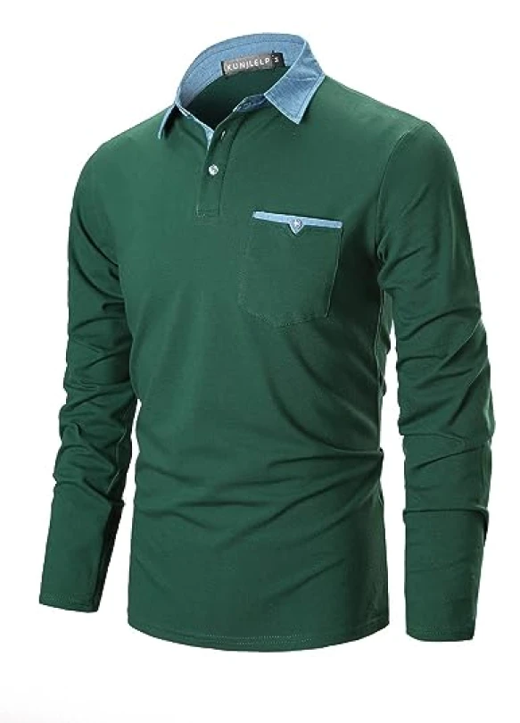 1_Camisa KUNJLELP de manga larga para hombre, cuello vaquero, slim.