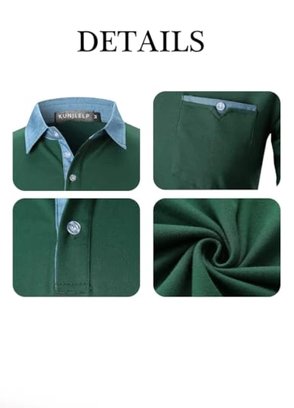 4_Camisa KUNJLELP de manga larga para hombre, cuello vaquero, slim.
