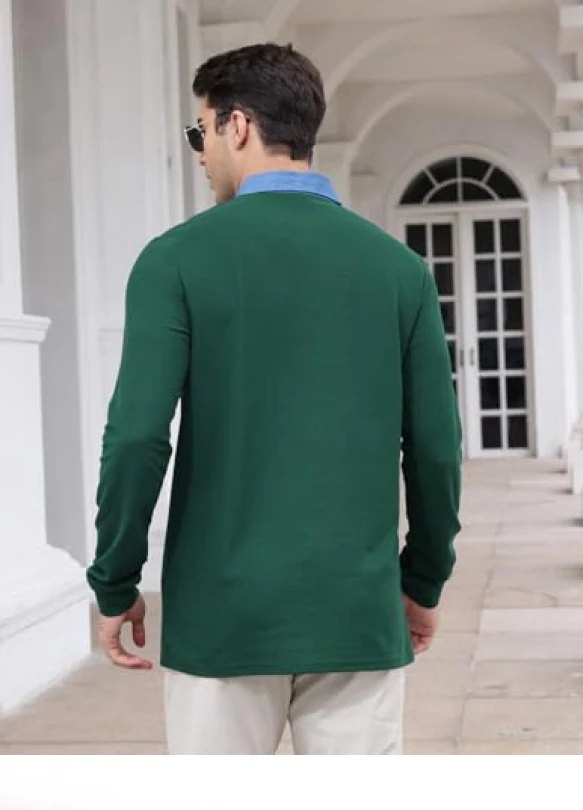 3_Camisa KUNJLELP de manga larga para hombre, cuello vaquero, slim.