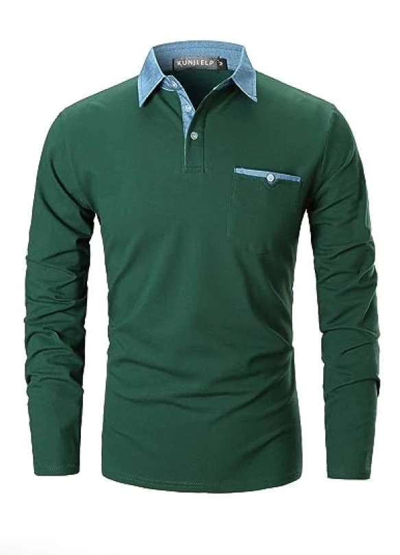 main_image_Camisa KUNJLELP de manga larga para hombre, cuello vaquero, slim.