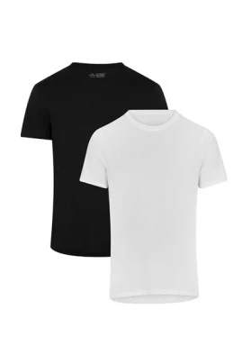 Camisetas de algodón orgánico para hombre, cuello redondo y en V. 2-Pack.