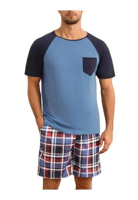 Conjunto de pijama corto para hombre Jahetuul, algodón, con bolsillos.