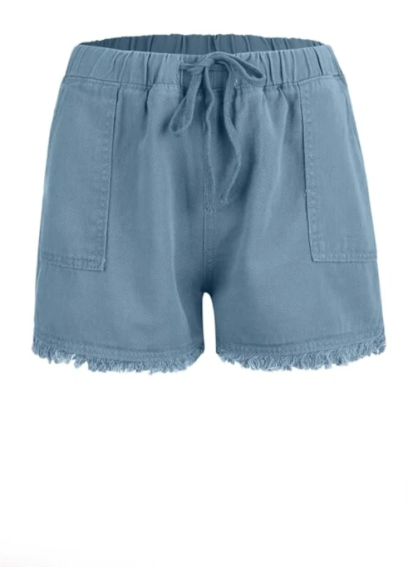 5_Pantalón Corto de Mujer, Verano, Sueltos de Cintura Alta, Denim con Bolsillos