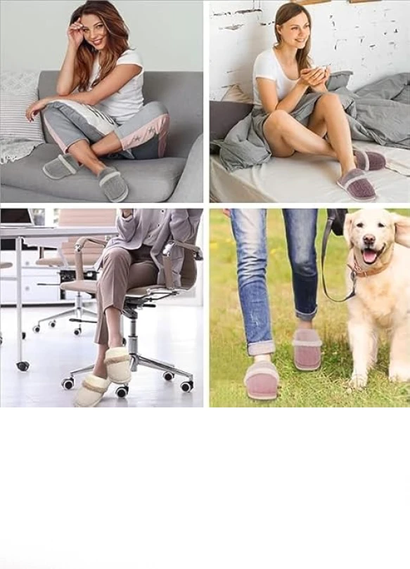 1_Pantuflas de peluche suaves con espuma de memoria MAXTOP Unisex