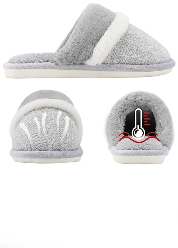 2_Pantuflas de peluche suaves con espuma de memoria MAXTOP Unisex