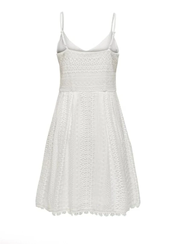 2_Vestido corto mujer escote en V con encaje y tirantes ajustables