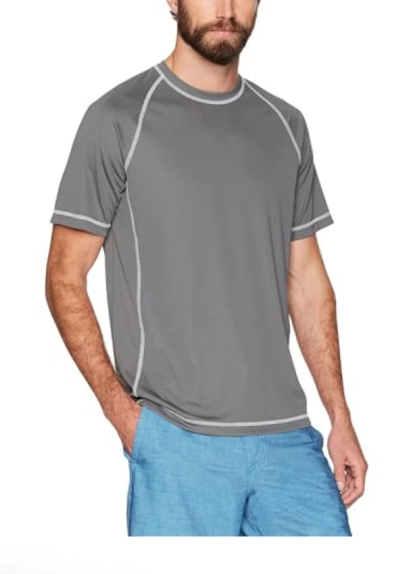 main_image_Camiseta de natación ajustada para hombre Amazon Essentials, secado rápido.
