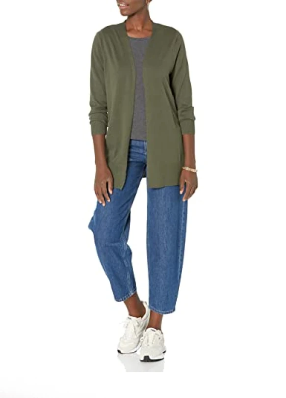 4_Cárdigan ligero de apertura frontal Amazon Essentials para mujer.