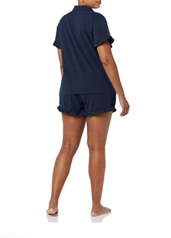 1_Conjunto de pijama Amazon Essentials con ribete y cuello con solapas