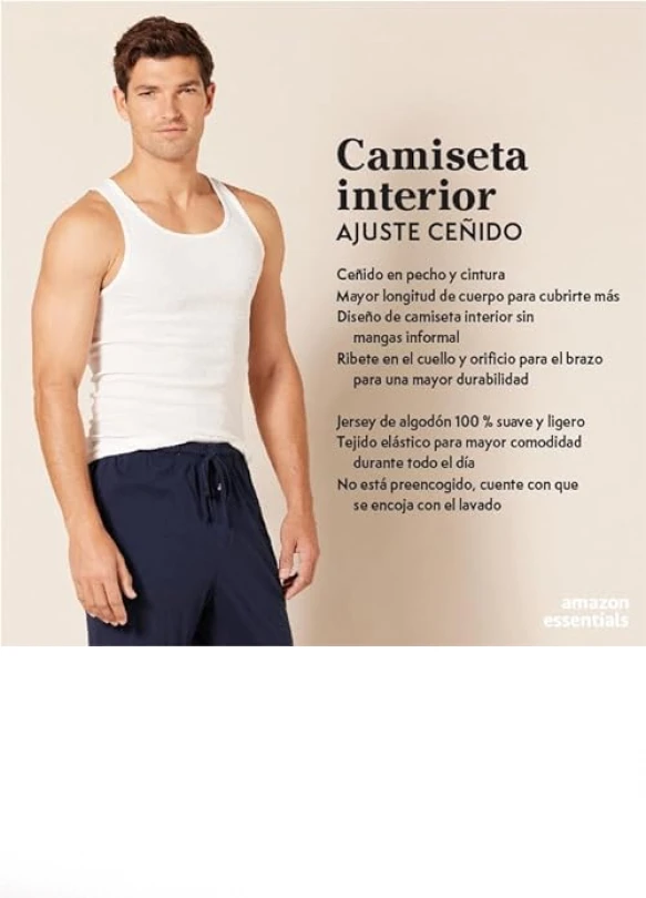 1_Pack de 6 camisetas interiores Amazon Essentials para hombre