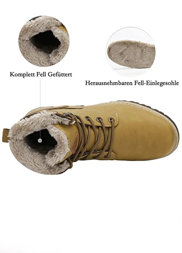 3_Botines impermeables Mishansha unisex con forro de piel para senderismo y trekking.