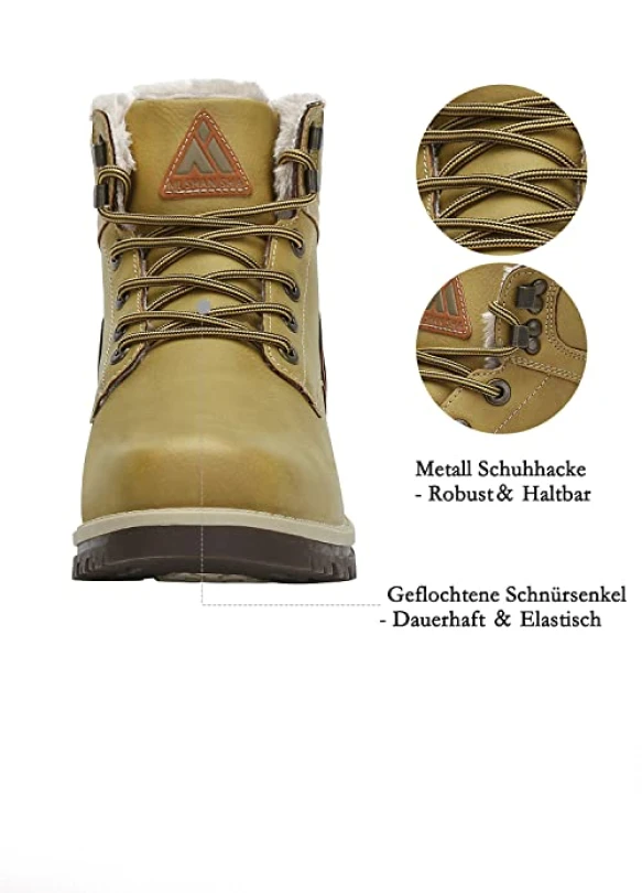 2_Botines impermeables Mishansha unisex con forro de piel para senderismo y trekking.