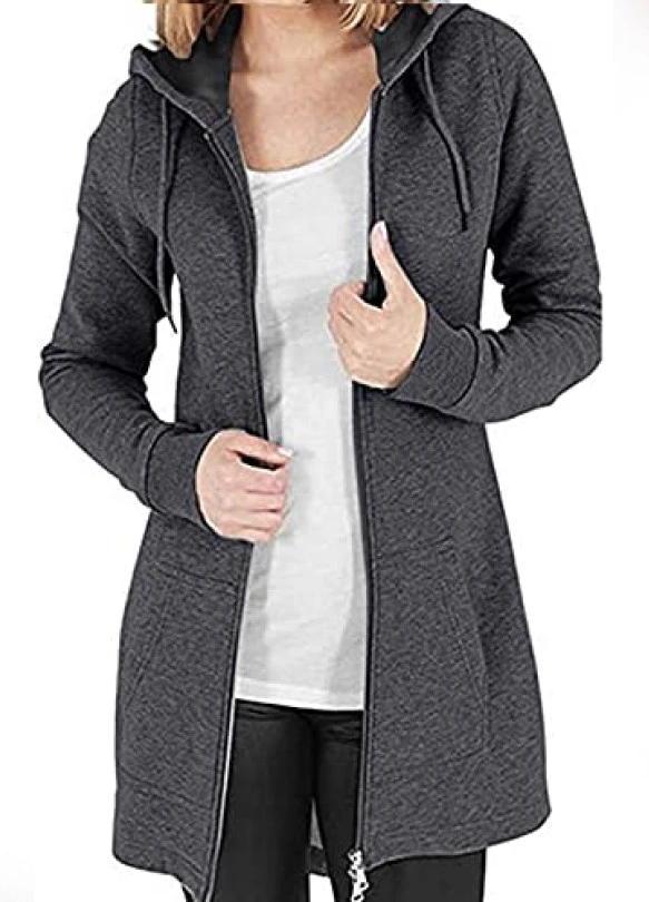 main_image_Chaqueta sudadera con capucha y cremallera Tuopuda con 2 bolsillos.
