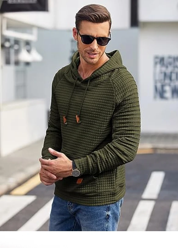 1_Sudadera con capucha COOFANDY de manga larga para hombre.