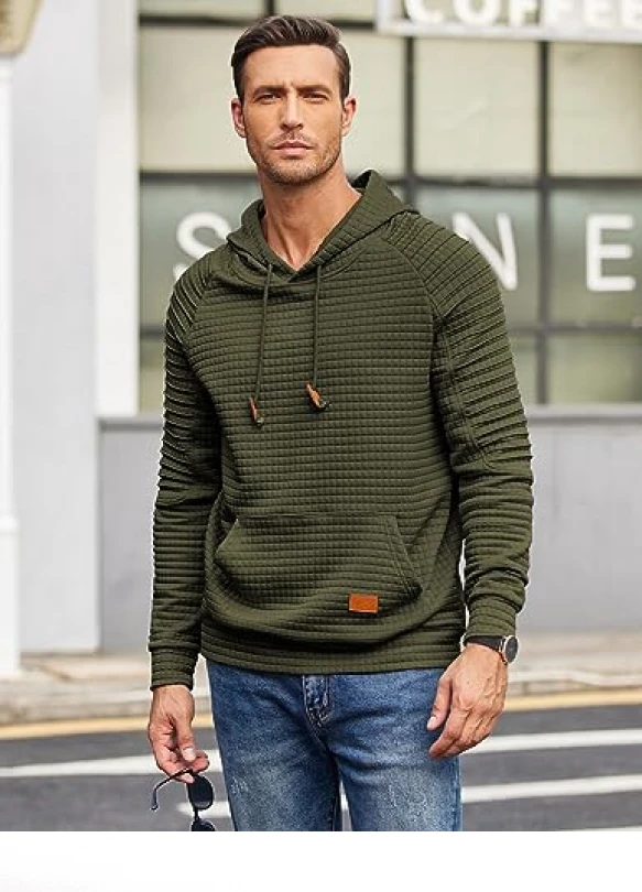3_Sudadera con capucha COOFANDY de manga larga para hombre.