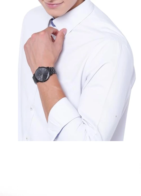 1_Reloj de acero Armani Exchange para hombre, tres manecillas, 42mm.