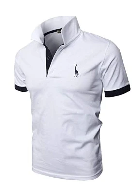 Polo de manga corta para hombre KUNJLELP con jirafa bordada.