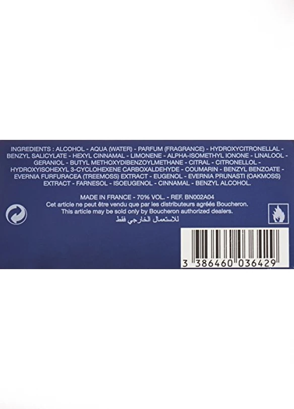 5_Boucheron Homme, Agua de Perfume Spray de 100 ml