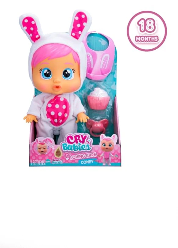 1_🖤 Bebes Llorones Loving Care Coney, Muñeca Bebé Que Llora Lágrimas de Verdad con Pijama y 3 Accesorios