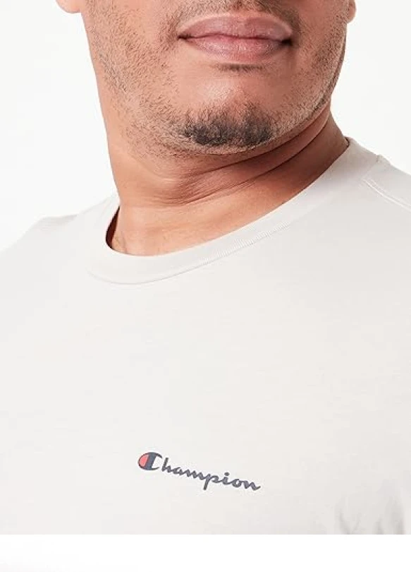 1_Champion Legacy American Classics, Camiseta S-S Crewneck con Logotipo de Escritura para Hombres