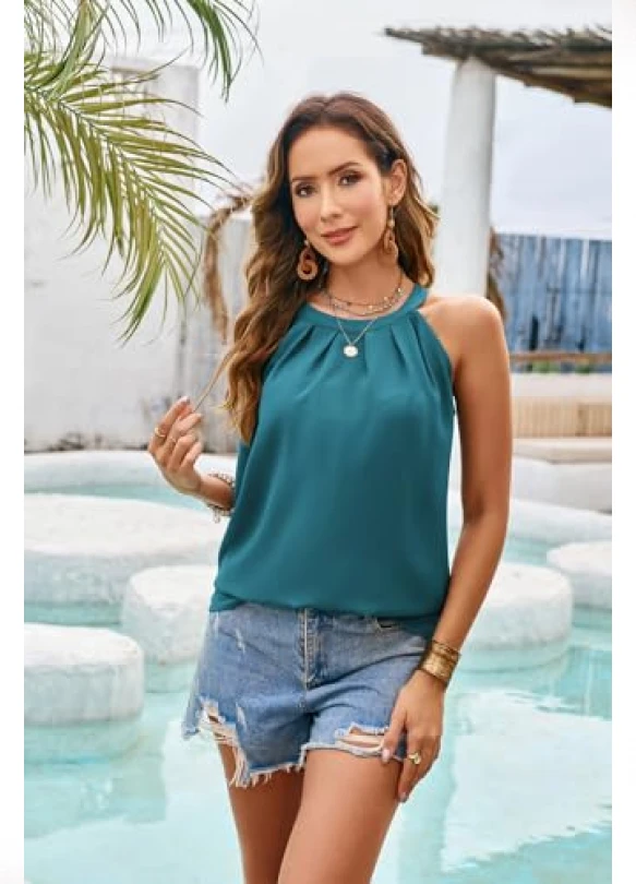 2_Top de Cuello Halter GRACE KARIN sin Mangas para Mujer