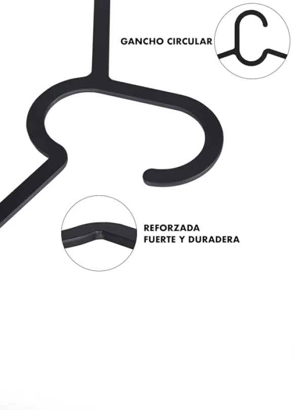 5_Pack de 20 perchas de plástico antideslizantes para ropa adulta.
