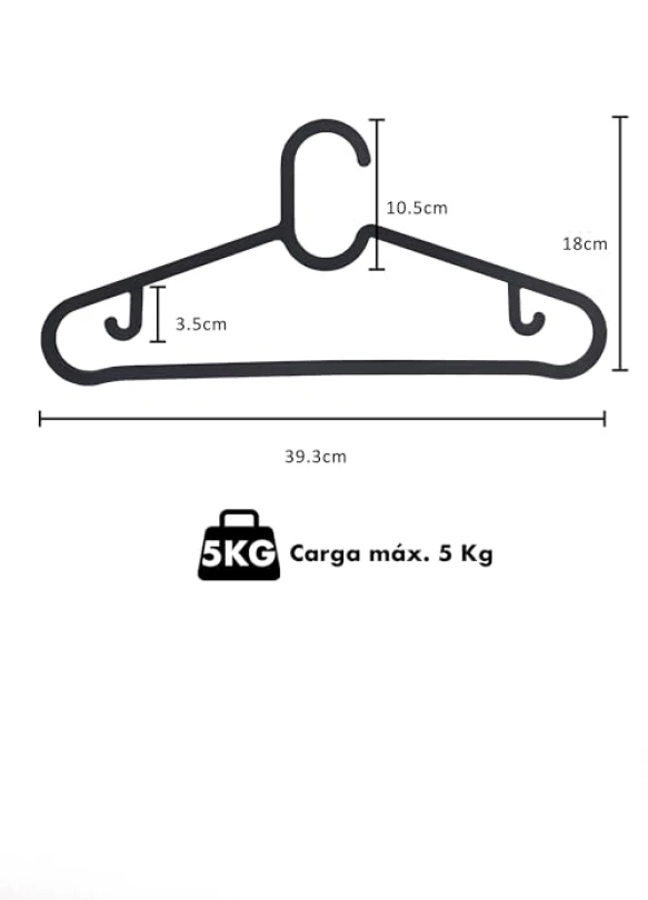 2_Pack de 20 perchas de plástico antideslizantes para ropa adulta.