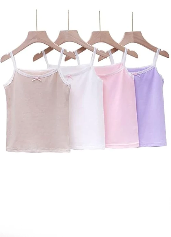 4_Pack de 4 camisetas interiores de algodón para niña