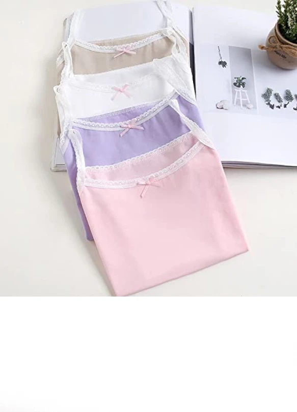 3_Pack de 4 camisetas interiores de algodón para niña
