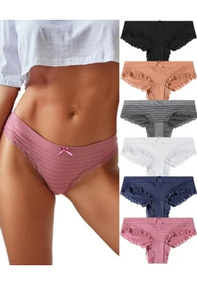 Pack de 6 Bragas de Encaje FINETOO, Suaves, Transpirables, sin Costuras, Hipster