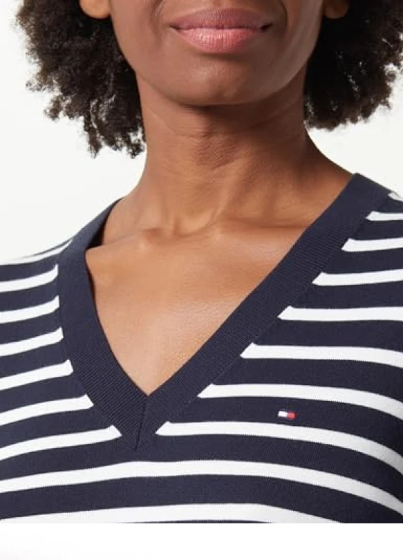 1_Jersey V-NK de punto Hilfiger CO para mujer