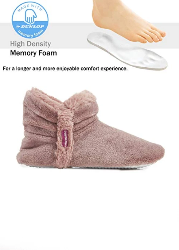 1_Botas pantuflas altas de mujer Dunlop para estar en casa en invierno.
