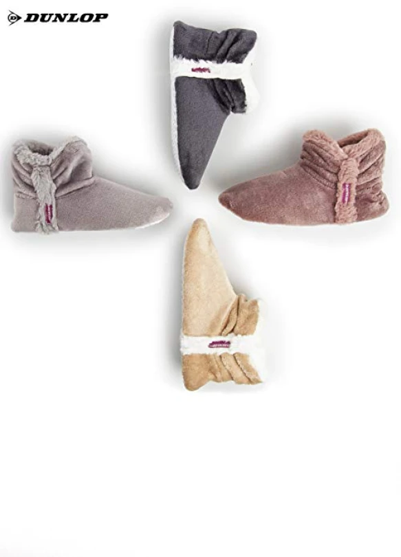 5_Botas pantuflas altas de mujer Dunlop para estar en casa en invierno.
