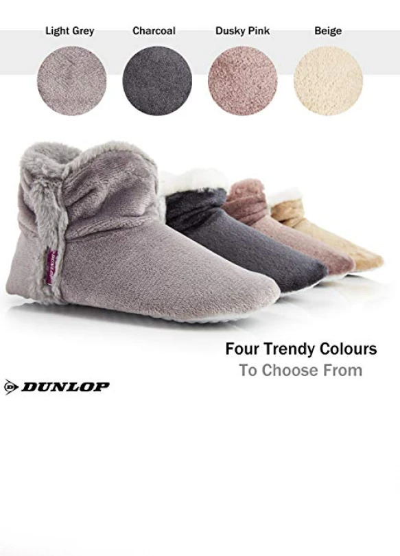 3_Botas pantuflas altas de mujer Dunlop para estar en casa en invierno.