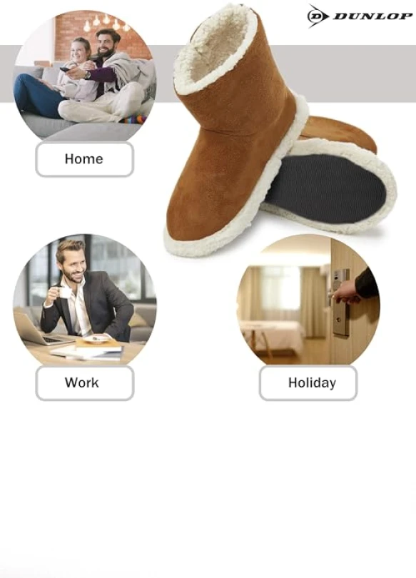 3_Botines de piel para hombre Dunlop con suelas antideslizantes