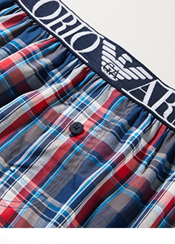 1_Boxers Emporio Armani Yarn Dyed Woven Pyjama para hombre