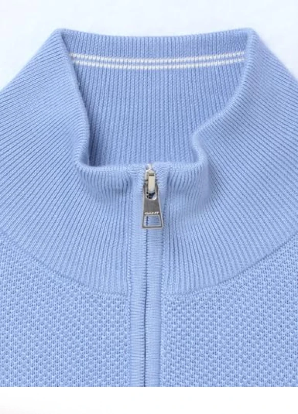 3_Suéter pulóver de algodón para hombre GANT Media Cremallera de Piqué