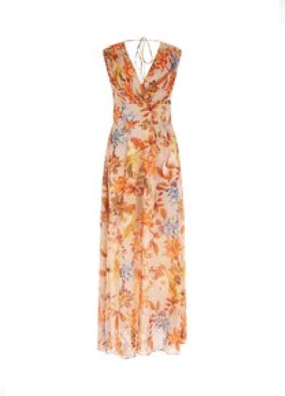 2_MIT ALLOVER BLUMENPRINT - Vestido largo - orange mehrfarbig
