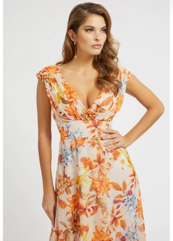 1_MIT ALLOVER BLUMENPRINT - Vestido largo - orange mehrfarbig