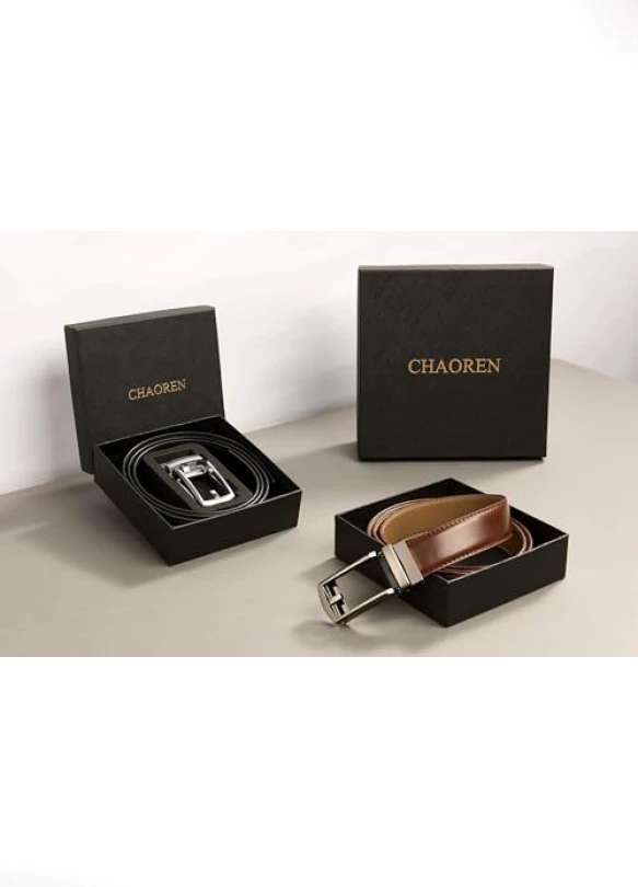 5_Cinturón de Cuero para Hombre CHAOREN con Hebilla Automática Ajustable, Ideal para Trajes