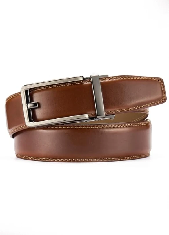 4_Cinturón de Cuero para Hombre CHAOREN con Hebilla Automática Ajustable, Ideal para Trajes