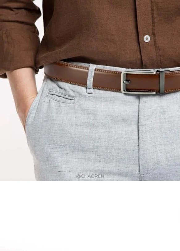 2_Cinturón de Cuero para Hombre CHAOREN con Hebilla Automática Ajustable, Ideal para Trajes