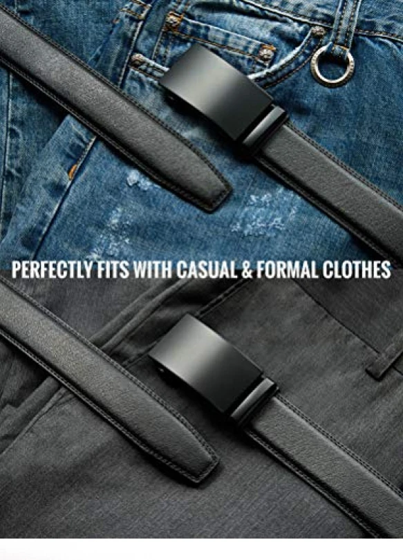 5_Cinturón de cuero para hombre CHAOREN con hebilla automática ajustable.