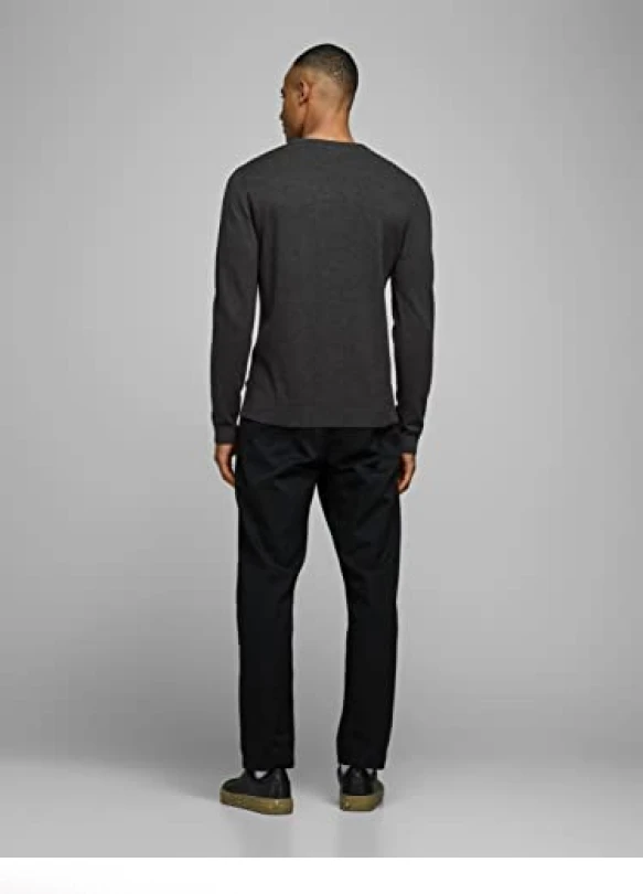 3_Suéter básico de algodón, cuello redondo slim fit Jack & Jones.