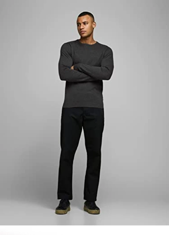 2_Suéter básico de algodón, cuello redondo slim fit Jack & Jones.
