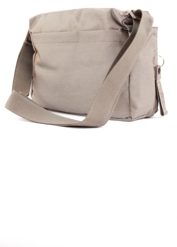 3_Bolso bandolera Mandarina Duck de textil con cremalleras y bolsillos.