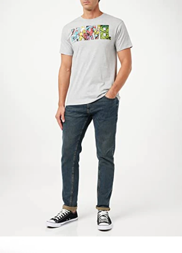 1_Camiseta MARVEL Comic Strip Logo para hombre